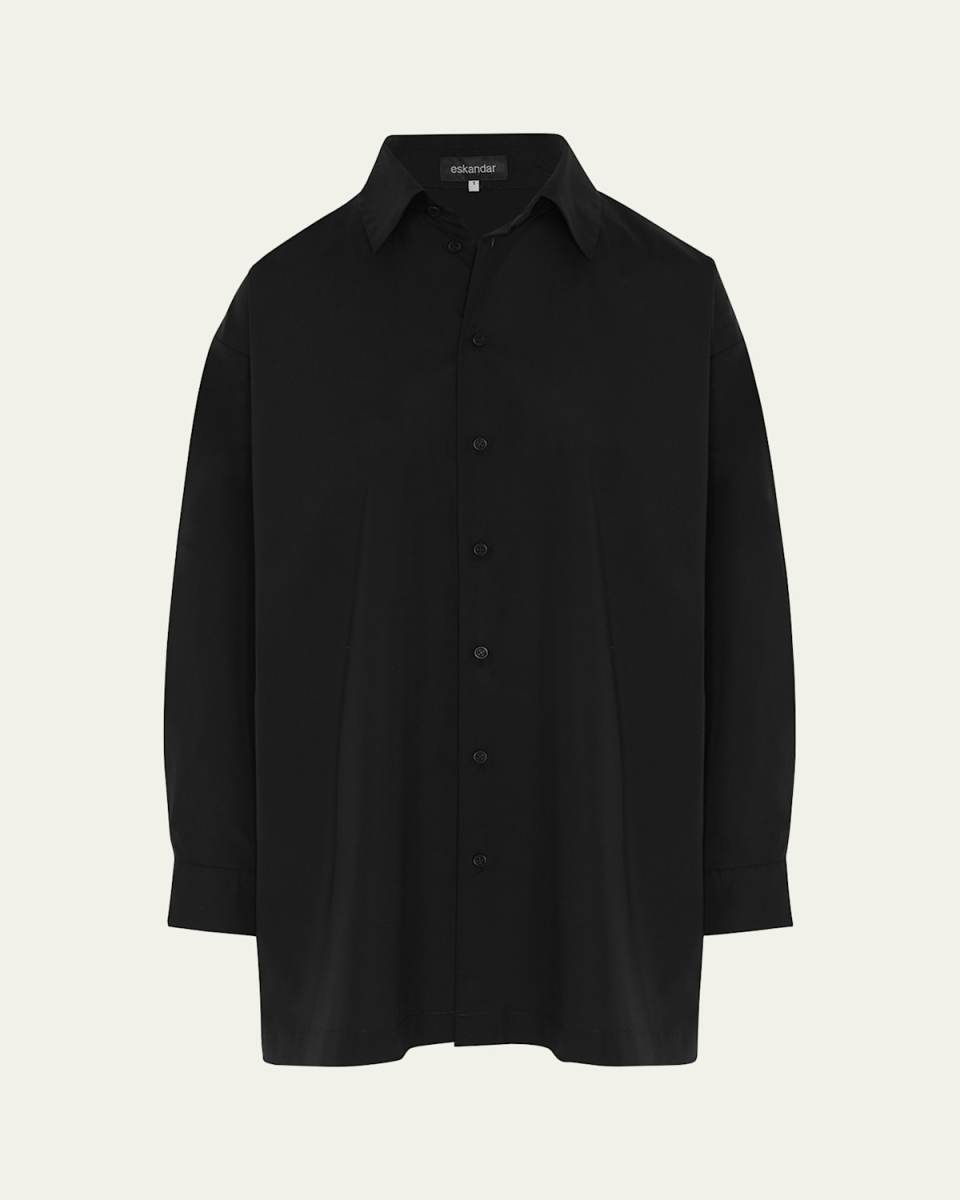 Slim A-line Back Pleat Shirt With Collar (Long Plus Length)